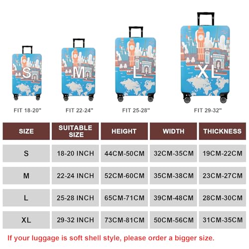 Image of WUJIAONIAO Travel Luggage Cover Baggage Suitcase Cover Protector Skins 18-32 Inch, Eiffel Tower, S (for 18--20 inch luggage)