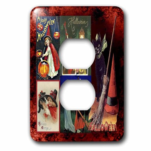 Design sorcières et chats plaque de protection pour 2 prises grand format 15,2 cm