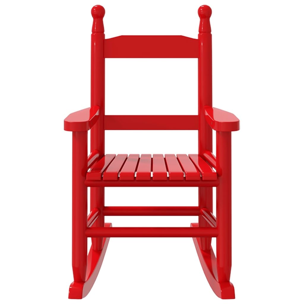 vidaXL Mecedora para Niños de Madera Maciza de Álamo Roja - Exterior y Jardín, Pequeña