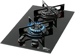FISCHER COOKTOP À GÁS 2 BOCAS FIT LINE MESA VIDRO PRETO BIVOLT - 27185-60015