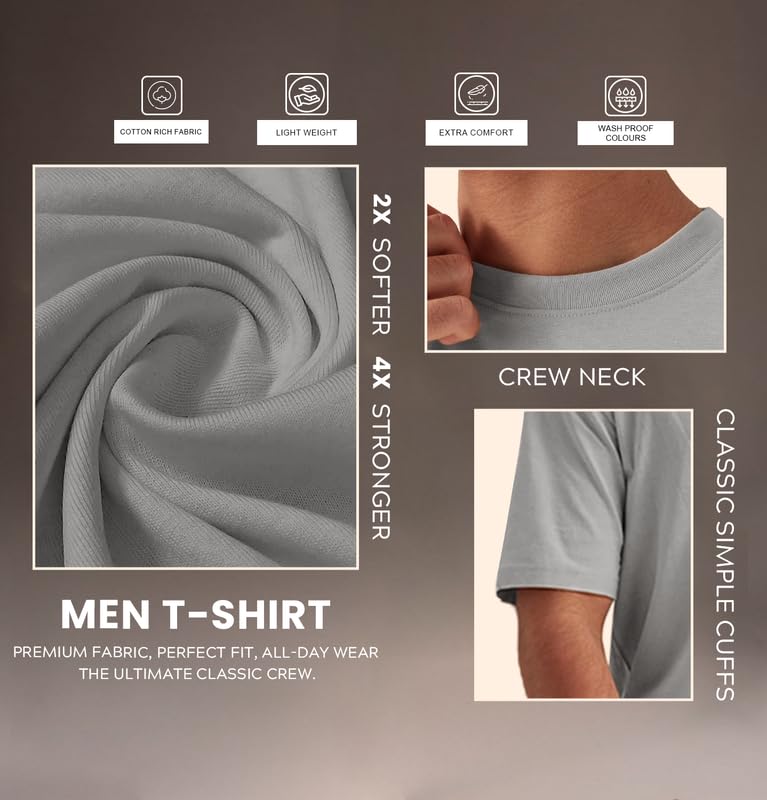 Image of Sleepynuts Men's Regular Fit Round Neck Half Sleeves Solid Casual Wear T-Shirt