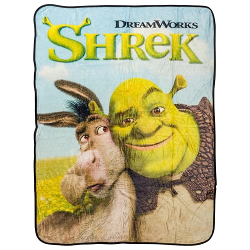Silver Buffalo Shrek Donkey and Shrek Hugging 45 x 60 Fleece Throw Soft and Cozy Blanket 250 GSM