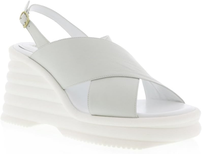 Dries Van Noten Grey Cross Strap Slingback Wedge Sandal