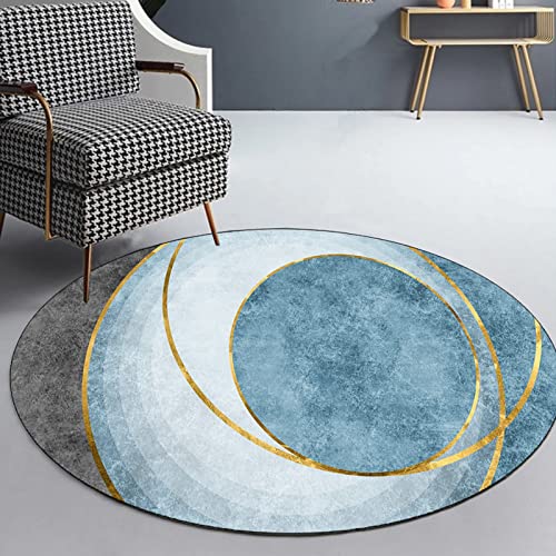 Alfombras redondas, contemporáneas, para sala de estar comedor dormitorio 80 cm 100 cm 120 cm 140 cm, 160 cm 180 cm 200 cm alfombras para decoración del hogar, alfombrillas antideslizantes, gris/azul Cover