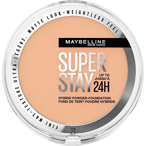 Maybelline Polvo híbrido de Nueva York – Larga duración – Opacidad brillante mate – vegano y resistente al agua – Todo tipo de piel – Superstay 24 horas – Tono: 21 – Blister – 53 g