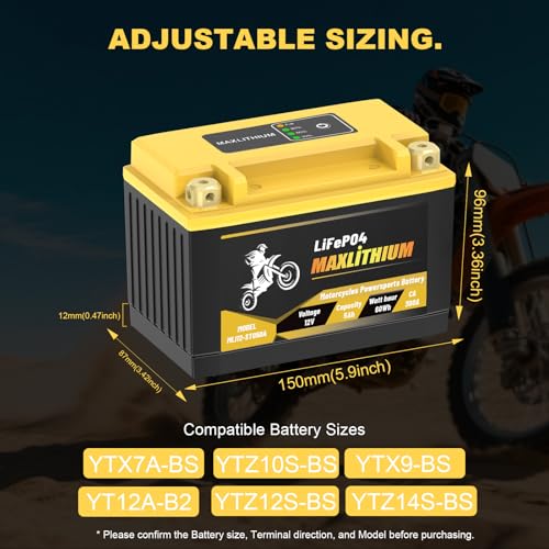 Image of 12V YTX9-BS /YTZ10S /YTZ14S Lithium Motorcycle Battery with Smart BMS, Lightweight & Waterproof - Replacement for YTX7A-B /SYT12A-BS /YTZ12S - Fits for Motorcycle, Moped, ATV, UTV