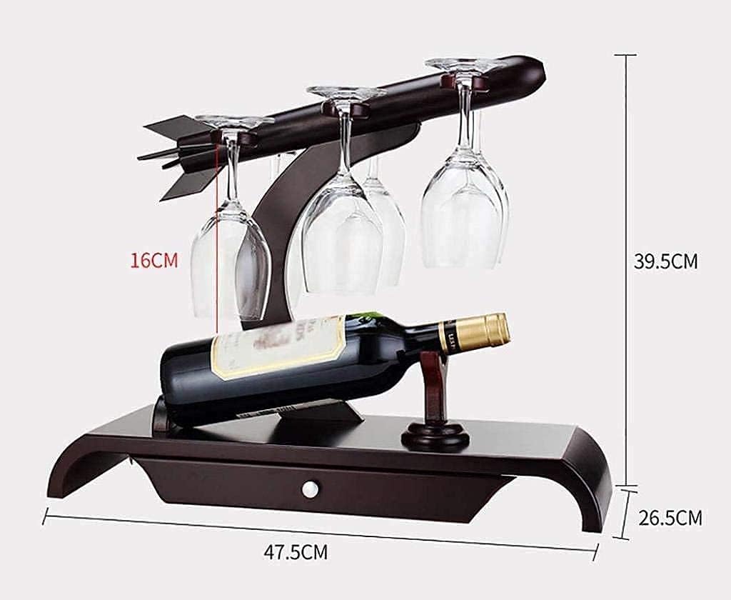 Wine Rack Wooden Wine Rack|Countertop Design|Free Standing Tabletop Stemware Storage Rack|Comfortably Stores 1 Bottles and 6 Wine Glasses|Storage Organizer Rack-47.5X26.5X39.5Cm