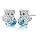 MEGA CREATIVE JEWELRY Orecchini de Donna Koala Cuore Blu in Argento 925 con Cristalli Regali per Lei Ragazza Fidanzata Figlia Amica