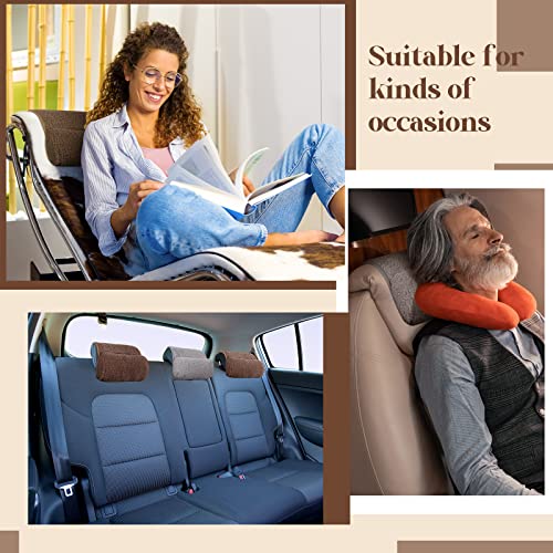 2 Pcs Neck Roll Pillow For Recliner Adjustable Neck Roll Plush Support Non Slip Fleece Recliner Head Pillow For Travel Home Recliner Sofa Armchair, Brown, Dark Gray #TOP2