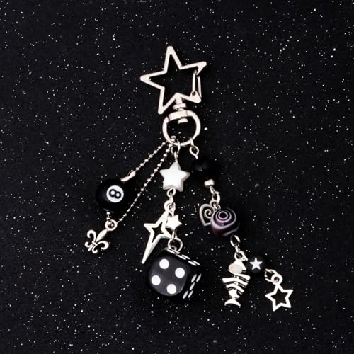 Image of 8 Ball Dice Charm Keychain - Cute Bag Purse Handbag Accessories - Y2K Aesthetic Key Chain for Women Men