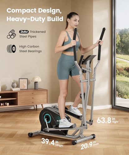 Image of Dripex Elliptical Exercise Machine, Hyper-Quiet Magnetic Elliptical Machine for Home, 16-Level Resistance Elliptical Training Machines with 13.2LBS Flywheel, Pulse Sensor & LCD Monitor