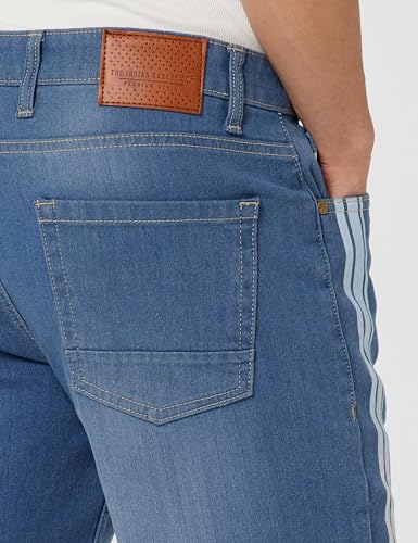 Image of The Indian Garage Co Men Slim Fit Solid Mid-Rise Denim Shorts
