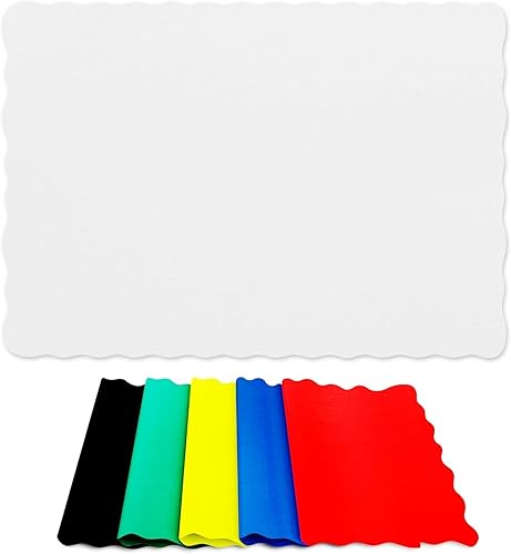 Manteles individuales de papel para mesa de comedor, desechables, bordes festoneados, manteles en blanco, ideales para fiestas y decoraciones de