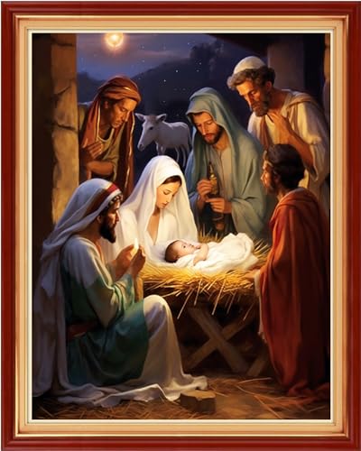 Image of Dooxvey Cross Stitch Kits for Adults Stamped Full Range of Embroidery Starter Kits for Beginners 11CT Printed Cross Stitch Patterns Needlepoint Kits Stamped Crossstitching-Great Nativity 16x20 inch