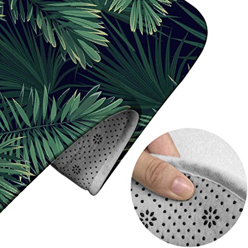 Badezimmerteppich-Set, 3-teilig, Tropische grüne Pflanzenblätter, Sommerzeit, Strand, waschbare Badeteppiche, rutschfest, mit Rückenpolster, Konturteppich und Toilettendeckelbezug – Bild 5