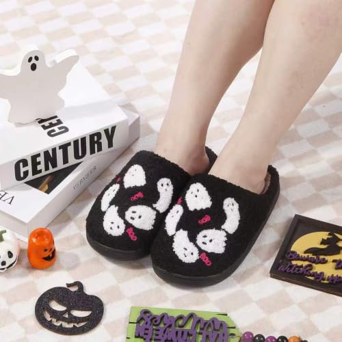 Image of Halloween Pumpkin Slippers for Womens Mens Cute Cartoon Slippers Plush Warm Memory Foam Shoes