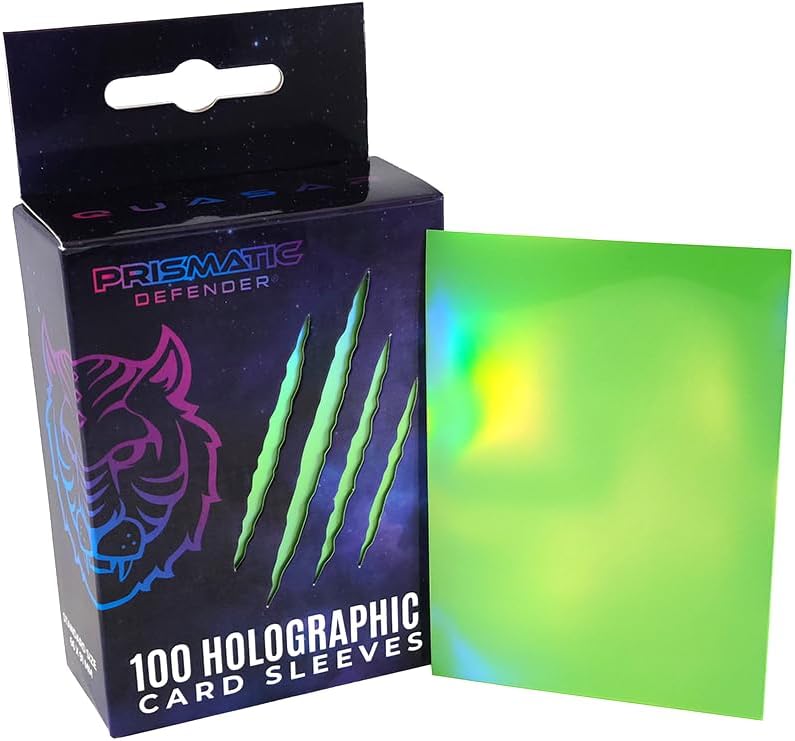 PRISMATIC DEFENDER® Oracle/Quasar Holographic Card Sleeves – 100 Pack Standard Size Foil Sleeves for TCG & Trading Cards – Compatible with Magic The Gathering (MTG), Lorcana, Digimon