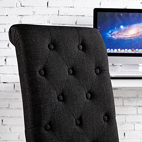 Miniatura 5 de Yaheetech Set De 4 Piezas Silla De Comedor Silla Con Patas De Madera Tapizada Silla Para Cocina Silla De Salón Negro