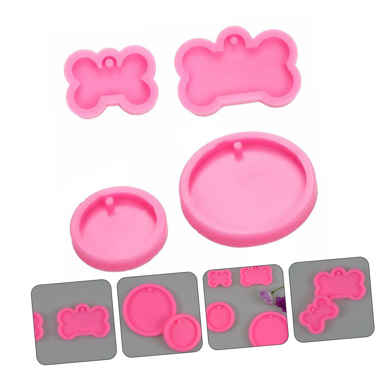 3 Set Stampo in Silicone Forma Osso Per Dolci E Portachiavi E Resistente Per Creazioni Da Te Per Regali Personalizzati 4 Pezzi*3