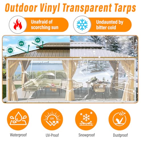 Image of 24 Mil Clear Tarps Waterproof,10x12 FT Clear Vinyl Tarp Heavy Duty PVC Tarp