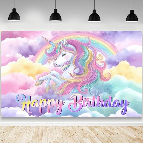 Fondo Unicornio para Fiesta de Cumpleaños 180x110 cm