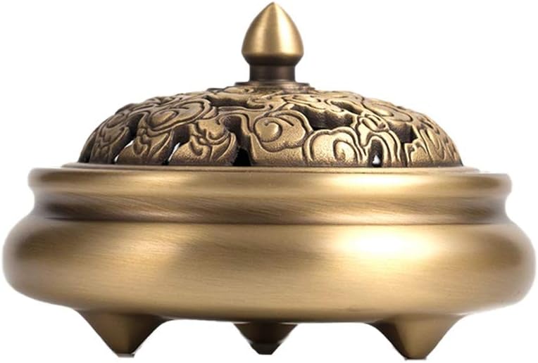 Stick Incense Burner and Cone Incense Holder with Cover,Tea Room Aromatherapy Furnace,Holder Decoration Incense Holder (Color : Brass)