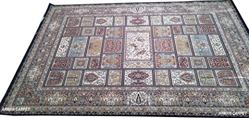 Image of High Density Export Quality Classical Pure Silk Carpet for Your Hall & Living Room 4 X 6 Feet (90x150 cm) Ivory Multi