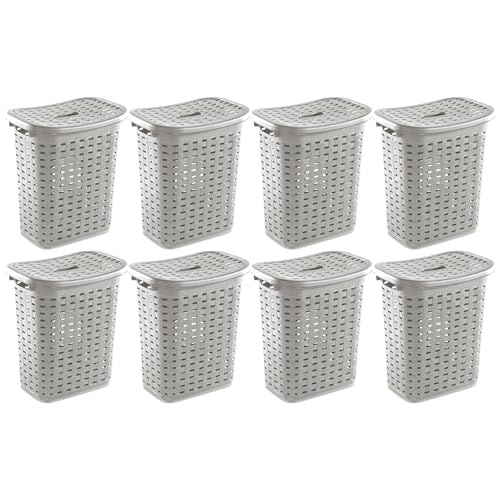 Sterilite Plastic Wicker Style Weave Laundry...