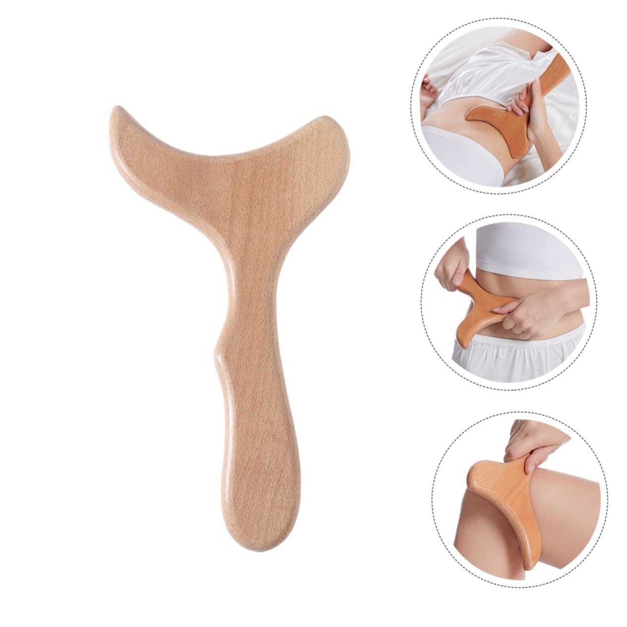FRCOLOR Wooden Gua Sha Therapy Stick Massage Scraper for Face Body Scraping Tool Smooth Surface