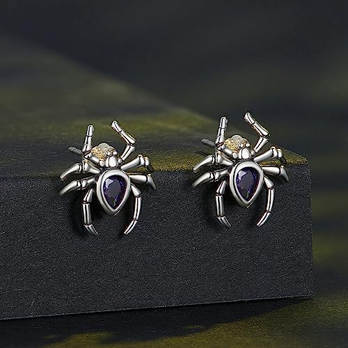 925 Sterling Silver Spider Stud Earrings Multi-color Crystal Gold Plated Earrings for Women Trendy Jewelry Party Supplies Favors Gifts Halloween Costumes Decorations2