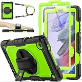 SEYMAC stock Case for Samsung Galaxy Tab A7 Lite 8.7'' with Screen Protector Pencil Holder [360 Rotating Hand Strap] &Stand, Drop-Proof Case for Samsung A7 Lite 2021 SM-T220/T225/T227, Green/Black