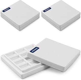 MEEDEN 3 Pack Ceramic Palettes with Cover, Painting Palette for Watercol...