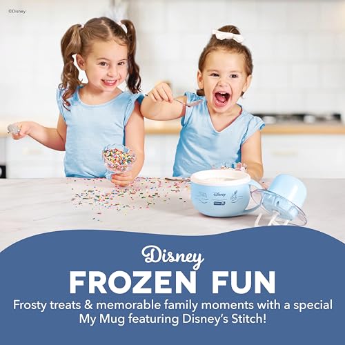 Image of Disney | Dash Stitch My Mug Ice Cream Maker - Electric Countertop Soft Serve Ice Cream Machine, Single Serve Half-Pint Stitch Mug with Ingredient Chute & Recipe Guide