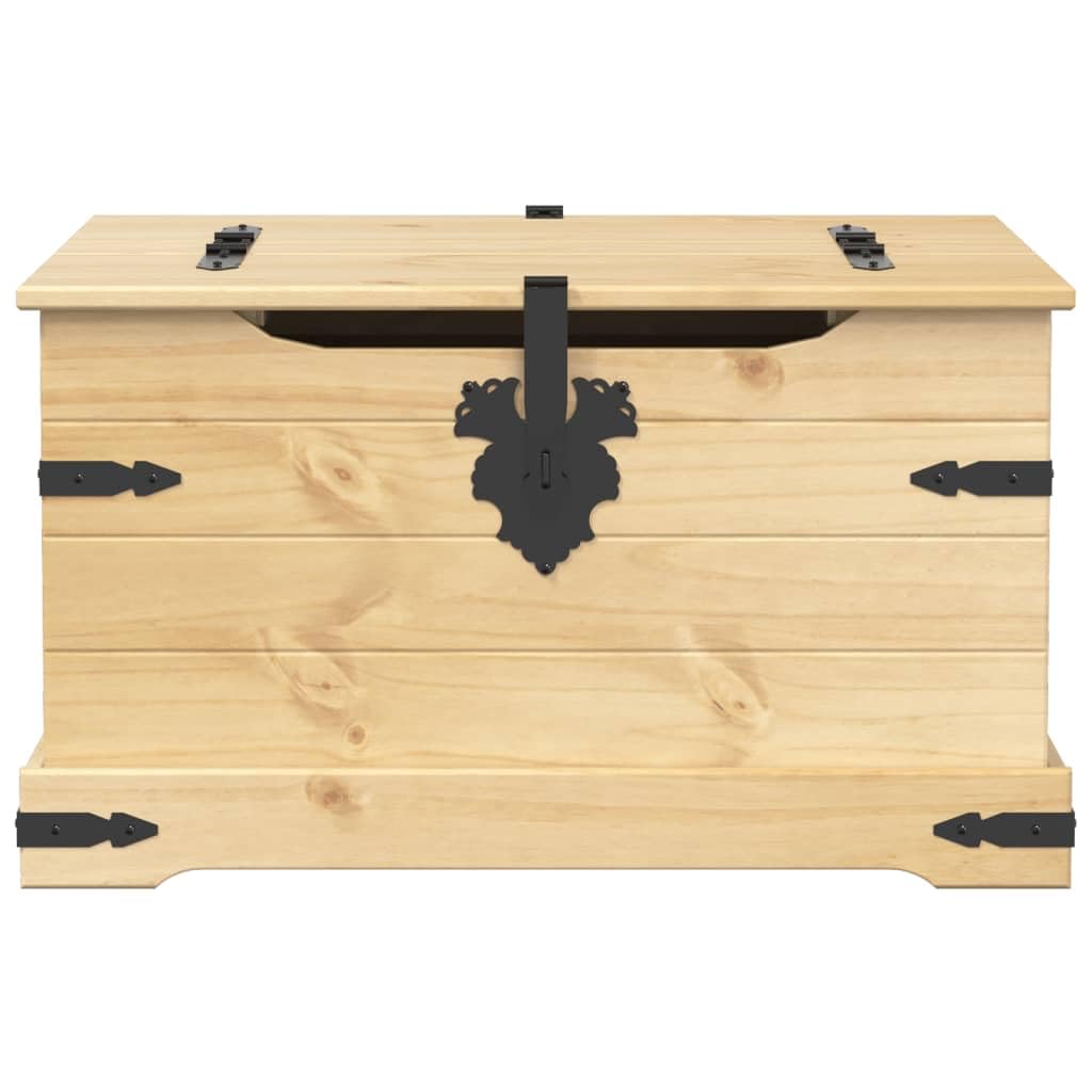 Baúl Corona 78 x 78 x 45 cm - Baúl de madera de pino macizo con acabado en cera de miel - Mesa de centro rústica con espacio de almacenamiento y muelle de gas - Caja de almacenamiento