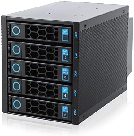 RackChoice Internal Hard Drive Enclosure 5x2.5”/3.5” SATA/SAS Hard Drive Backplane 6 Gbps HDD hotswap in 3xExternal 5.25" Bay
