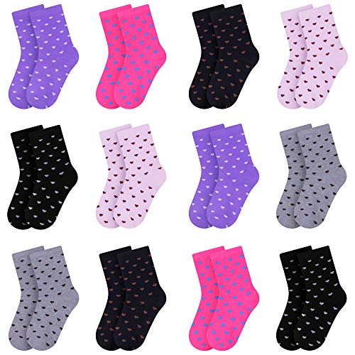 L&K-II 12er Kinder Mädchen Socken aus Baumwolle Kleinkind niedliche Muster Kids Sneakersocken bunt 2806 27-30