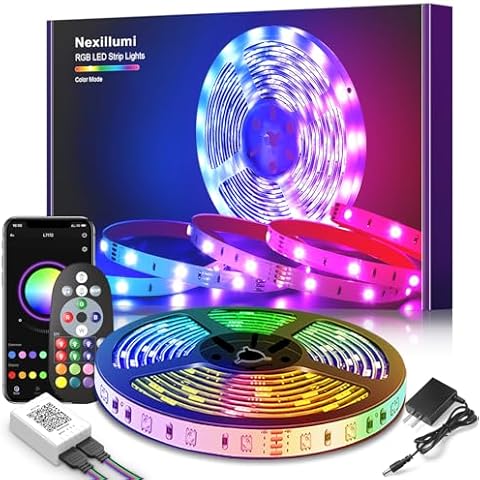 Nexillumi Led Lights for Bedroom 100ft with Color Changing LED Strip Lights with Remote and APP Control RGB Lighting Strip for Indoor Party Home Room Decor and Luces LED para Cuarto Cover