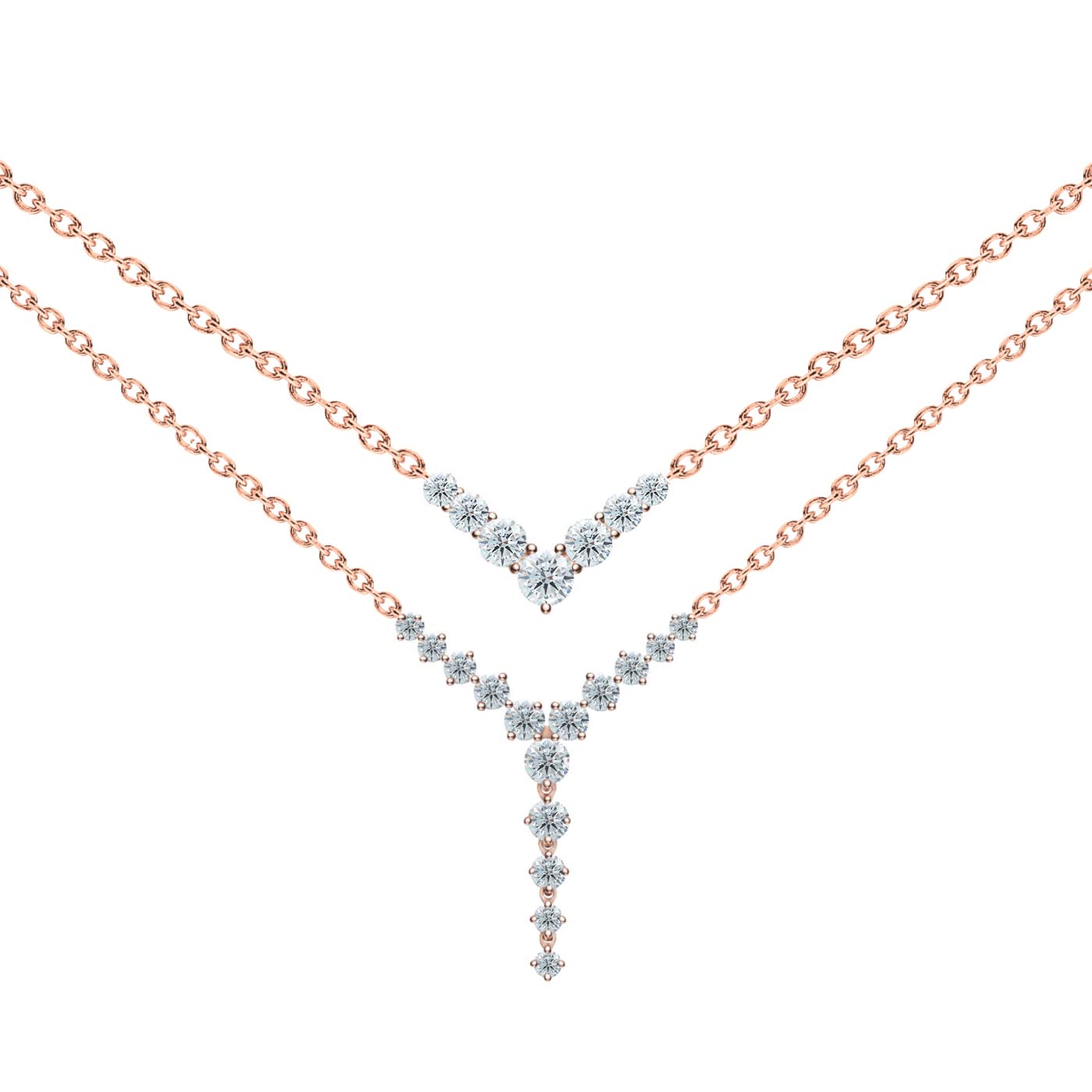Double Layer Crystal Cubic Zirconia Diamonds Pendant Charm Necklace for Women & Girls | Stylish Design with Extendable Chain | Skin Friendly and Ideal Gift For Multiple Occasion-image-16