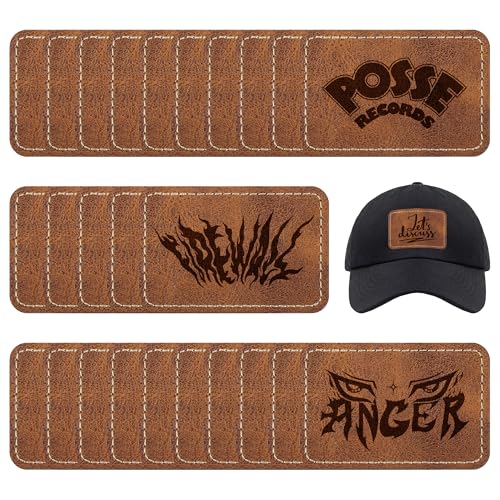 BUVKHMX Faux Leather & Leatherette Hat Patches - 30 Pack Blank Laserable Patches with Adhesive Backing for Customization Fabric Repair Sewing & Laser Engraving Supplies (3 x 2 Inch)