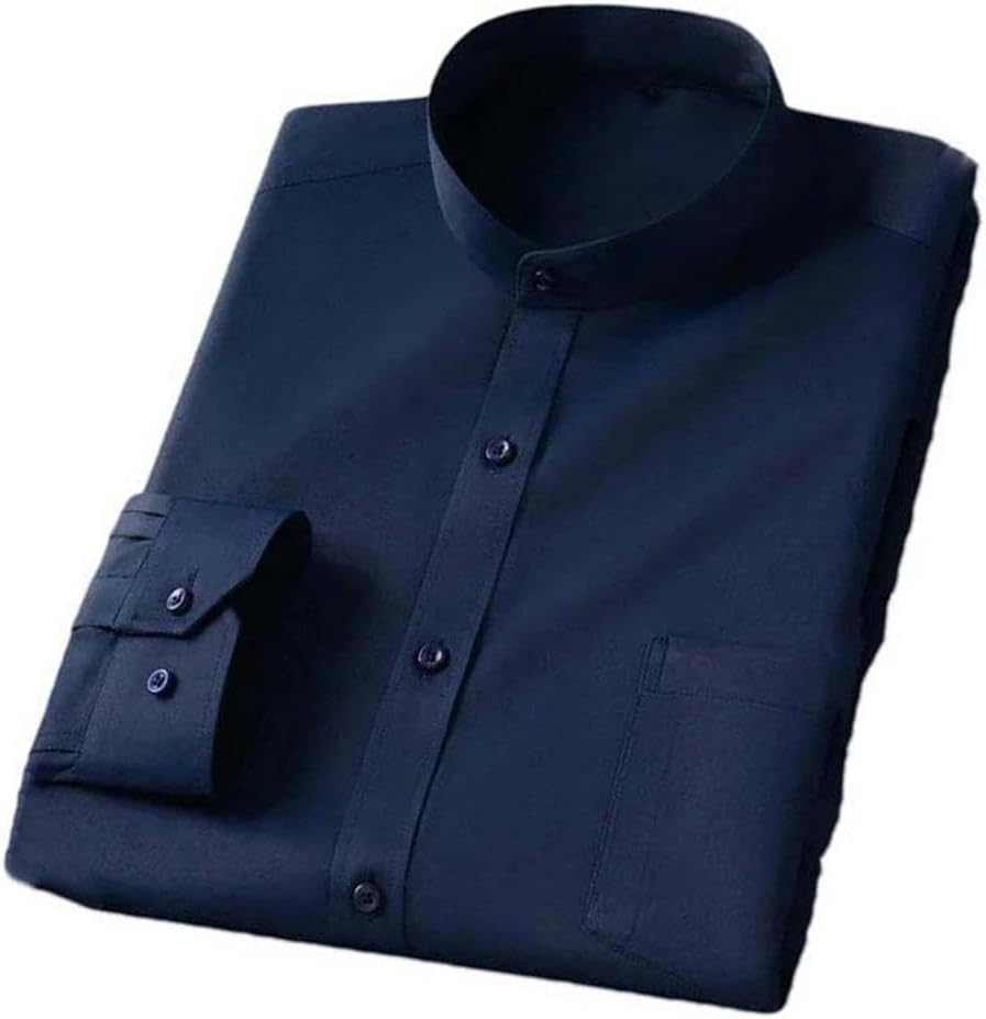 Lapel Shirt Men's Long-Sleeved Chinese Style Tang Suit Breathable Anti-Wrinkle Business Casual Business Suit Shirt