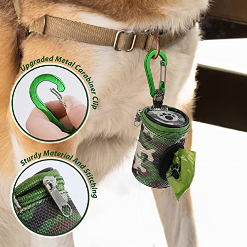 Image of FURHAB Dog Poop Bag Holder for Leash Doggie Waste Bag Dispenser Puppy Potty Carrier Small Doggy Zipper Pouch with Carabiner Clip 1680D Nylon Oxford with 1 Roll of Pet Trash Bags, Woodland Camo
