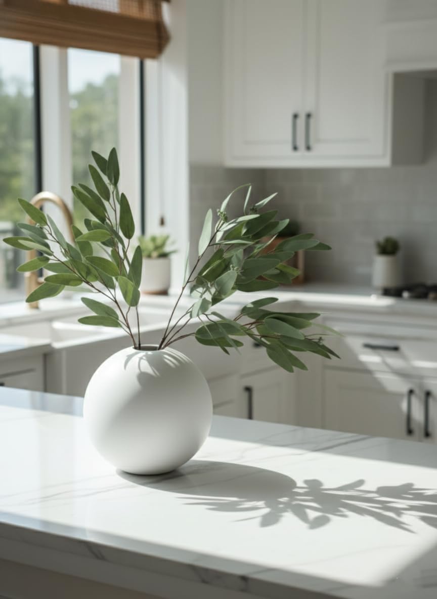 ANNIE&PANDA 3 Pack Faux Artificial Eucalyptus Stems with Faux Seeds 31'' Tall Fake Plants Leaves Olive Tree Branches Faux Greenery Stems for Bridal Wedding Bouquet Vase Table Centerpiece Decor - Image 3