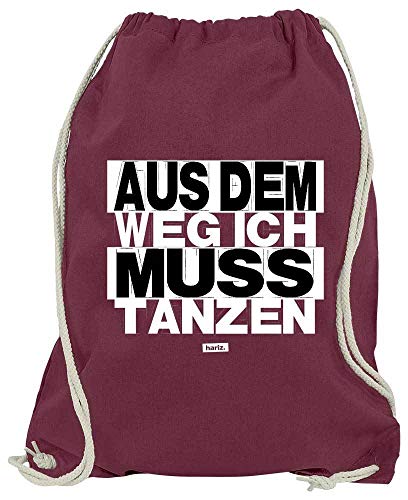 HARIZ Turnbeutel Aus Dem Weg Ich Muss Tanzen Sprüche Schwarz Weiß Plus Geschenkkarte Wein Rot One Size Cover