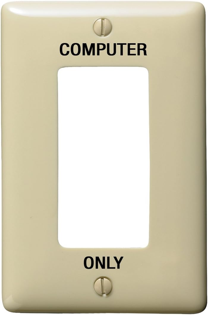 Bryant ElectricNPJ26C Wallplate, Nylon, Mid-Sized, 1-Gang, 1 Rectangular, Marked Computer, Ivory