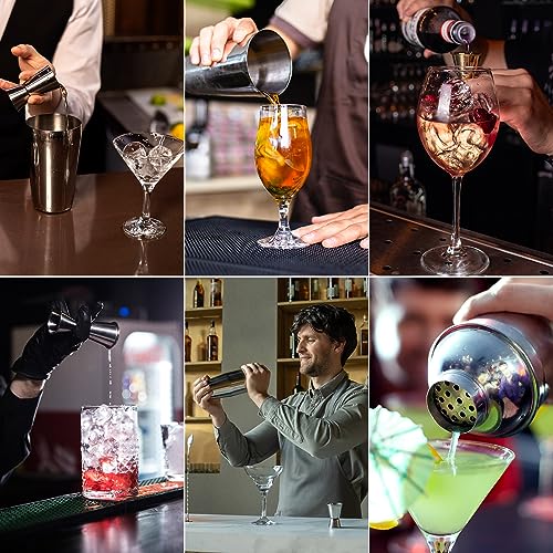Foto von GWHOLE Cocktailshaker Set Cocktailmixer 750ml Bar Zubehör Edelstahl mit Cocktailrezepte Ebook, Messbecher