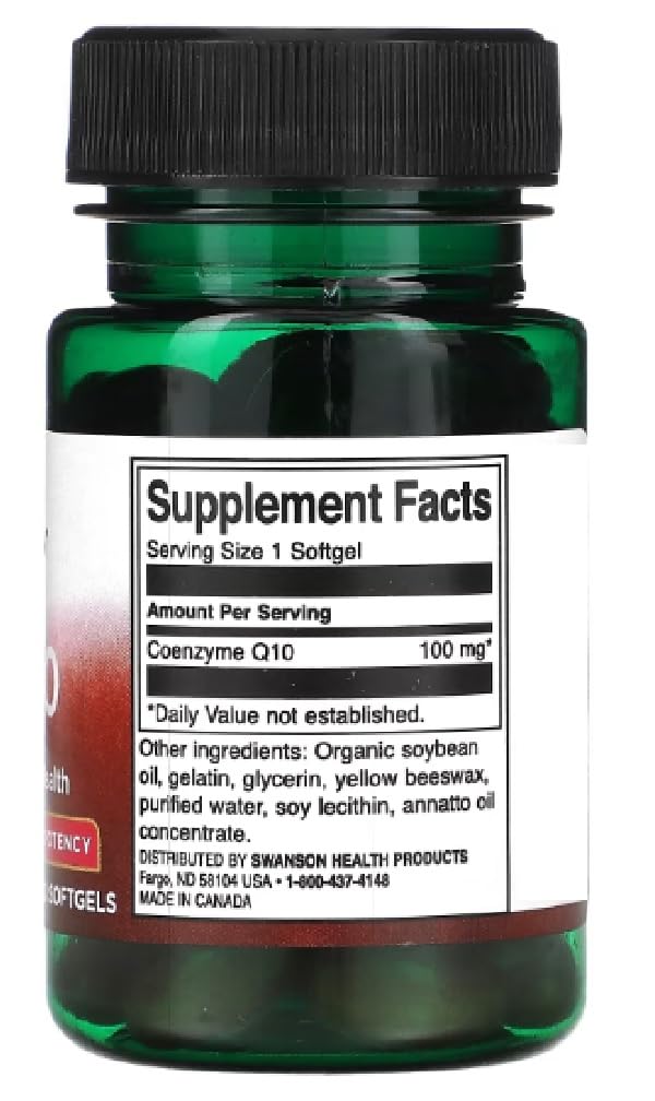 Swanson - CoQ10 - Coenzym Q10 | Soutien énergétique et cardiaque avec antioxydants - 100 mg, 50 capsules