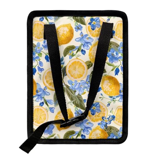Image of Talayituse Lemon Floral Print Car Trash Can with Adjustable Straps, Foldable Car Trash Bag Bin Car Garbage Bag Multipurpose Storage Box for Vehicle Travel Camping Picnicing