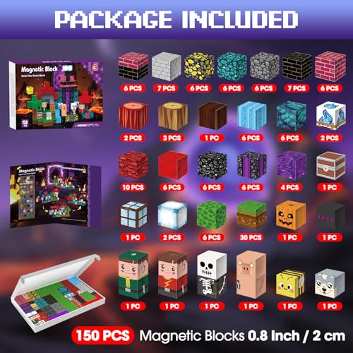 Kryzomat 150 PCS Magnetische Bausteine, Magnetbausteine für Kinder(Portal) – Ansicht 2