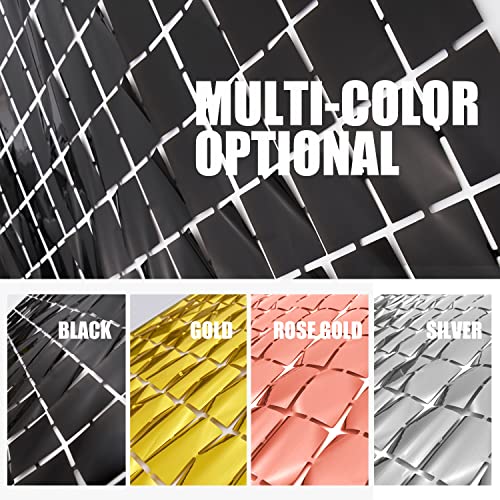 Image of PADELO Black Shimmer Wall Backdrop, Square Backdrop Curtain,2Pcs 3.3x6.6 Feet Black Streamer Backdrop for Graduation Birthday Party Supplies Decorations Holiday Photo Booth Props