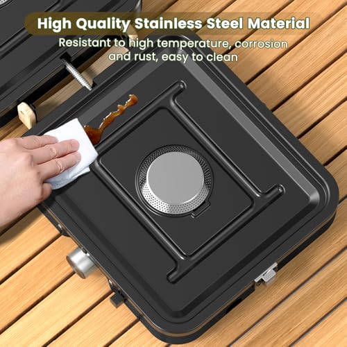 OGERY 2-Burner Foldable Camping Stove with Griddle (Textured & Smooth) and Carrying Bag, Portable Propane Camp Stove with 2 Adjustable Burners & Piezo Ignition, for Camping Tailgating Essentials Gear - Image 6